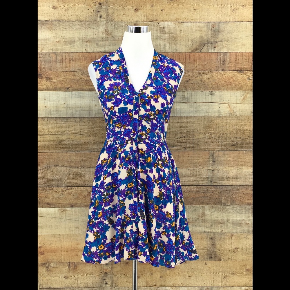 TL The Letter 100% Silk abstract Multicolor Dress Sz XS